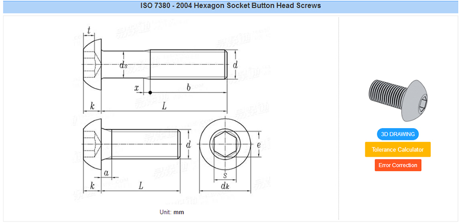 ISO7380-Cargol de capçal de botó d'endoll hexagonal d'acer (1)